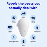 Pests Repela repels: mice, rats, roaches, spiders, ants, mosquitoes, fleas, flies